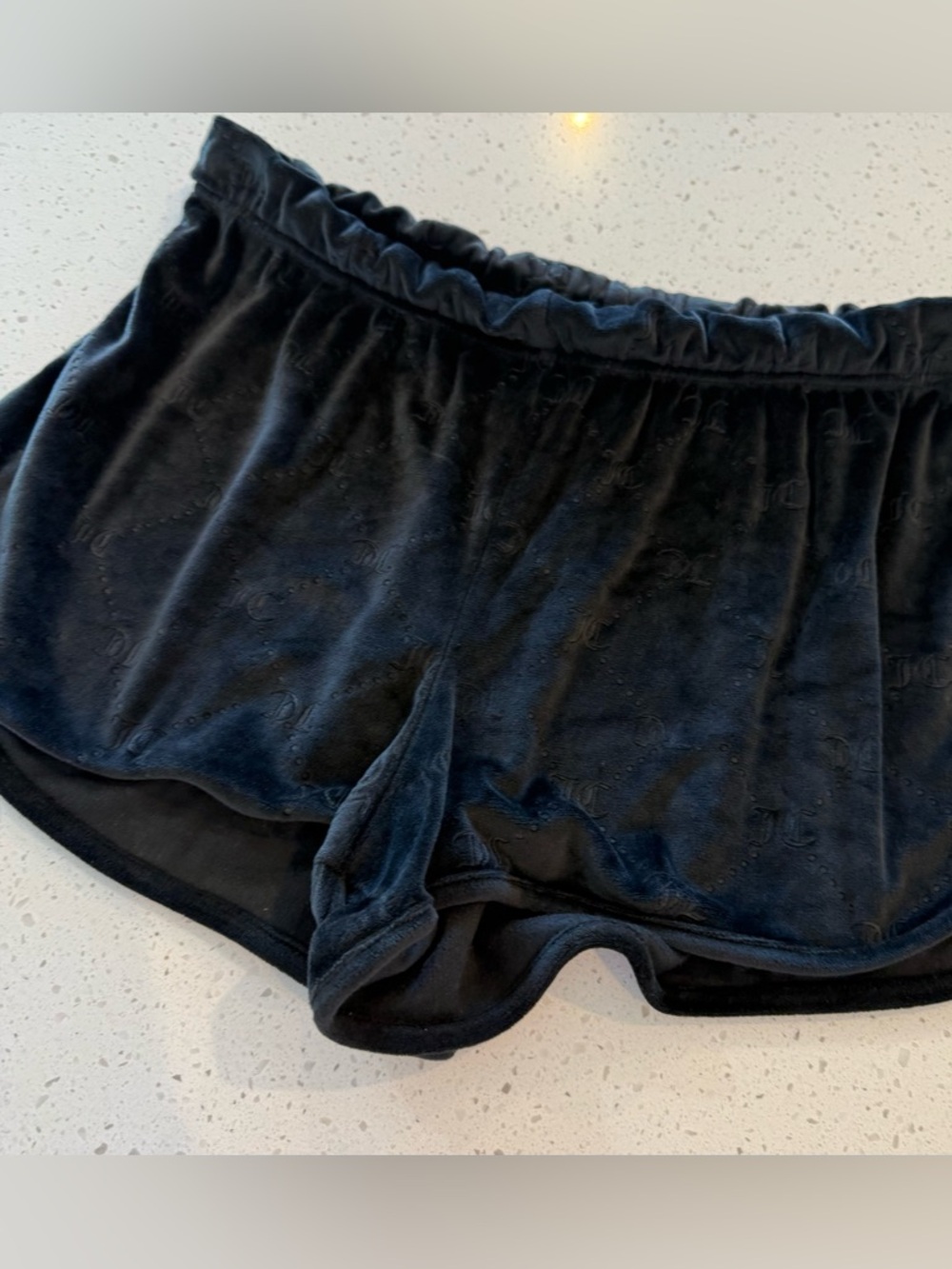 Juicy Couture Velour Shorts Large  Logo Black Lounge Womens Summer Clothes